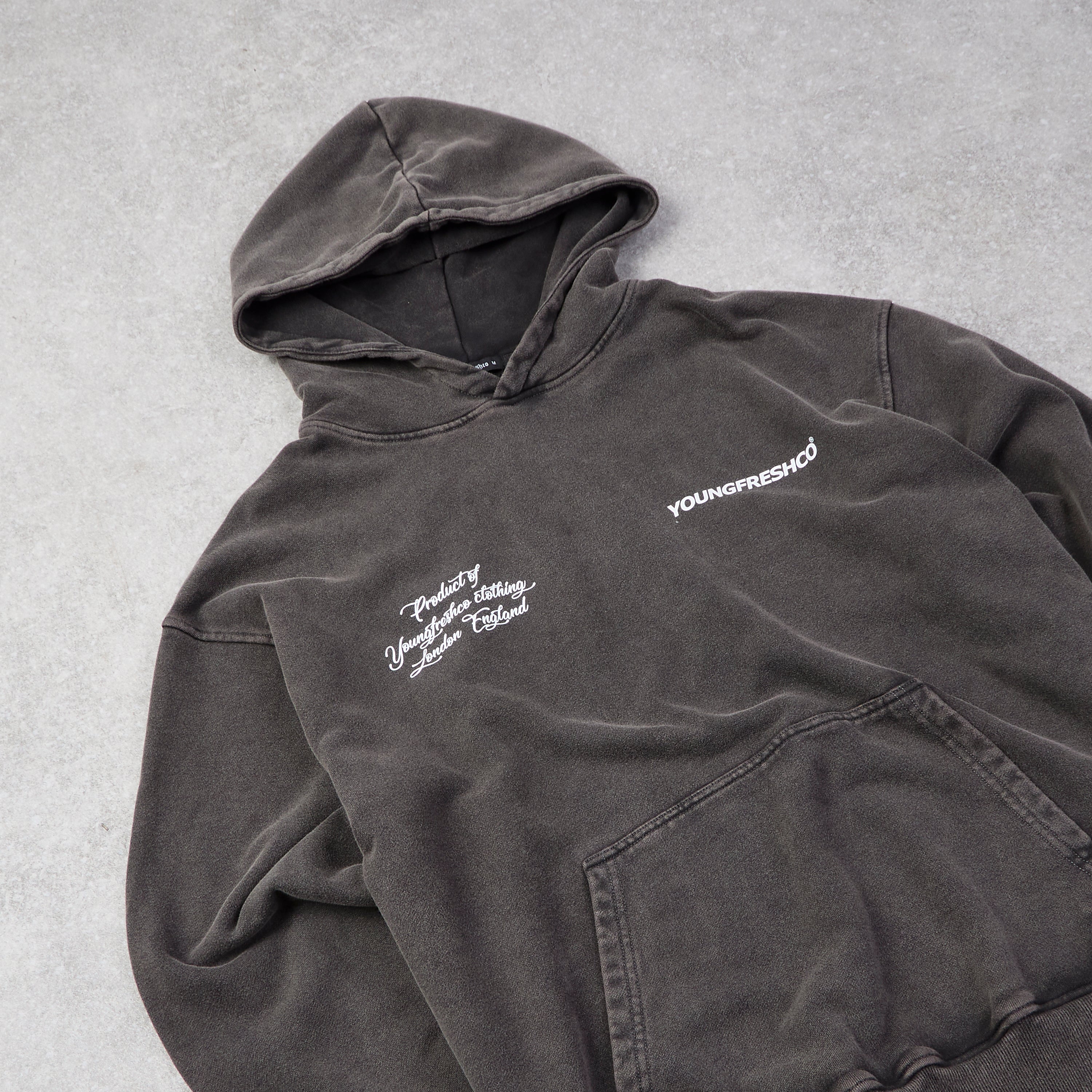 Youngfreshco washed grey hoodie