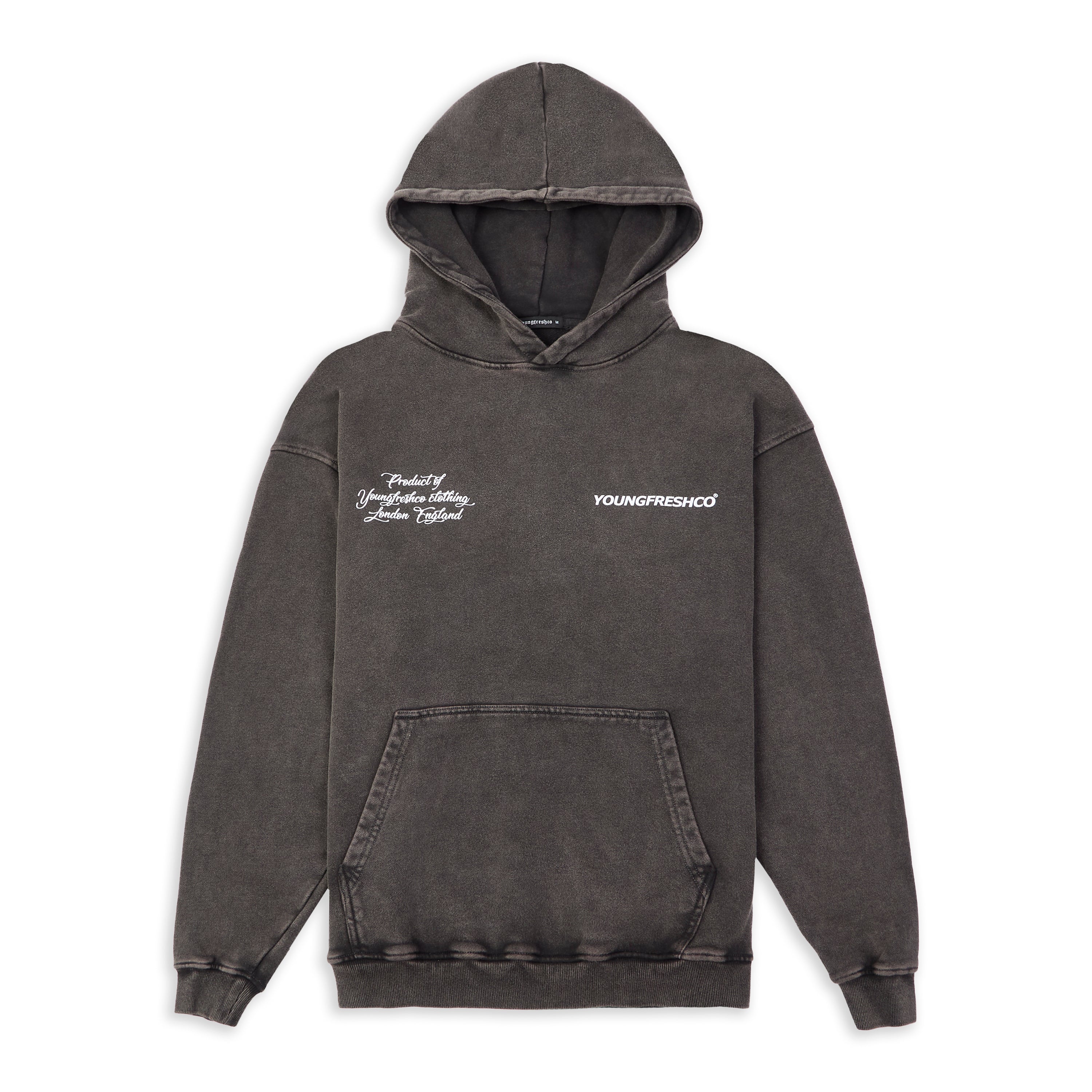 Youngfreshco washed grey hoodie