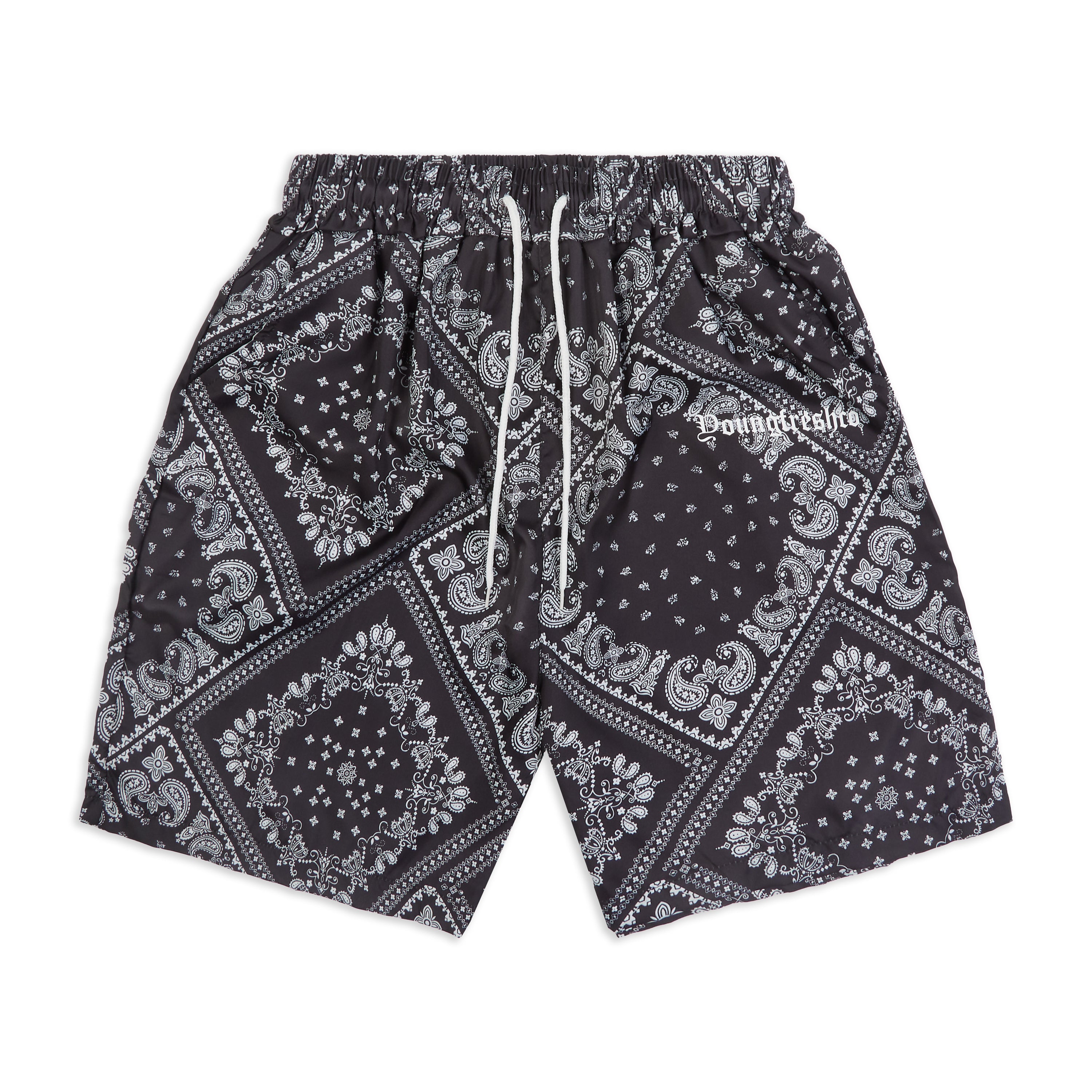 Black Paisley Print Shorts