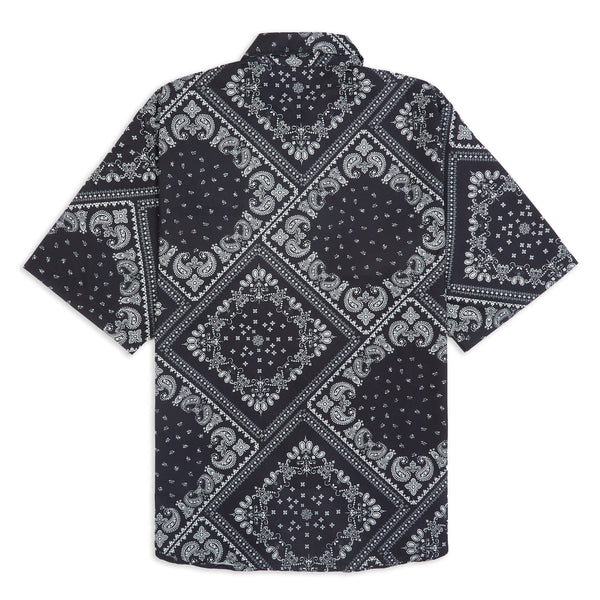 Black Paisley Print short sleeve shirt