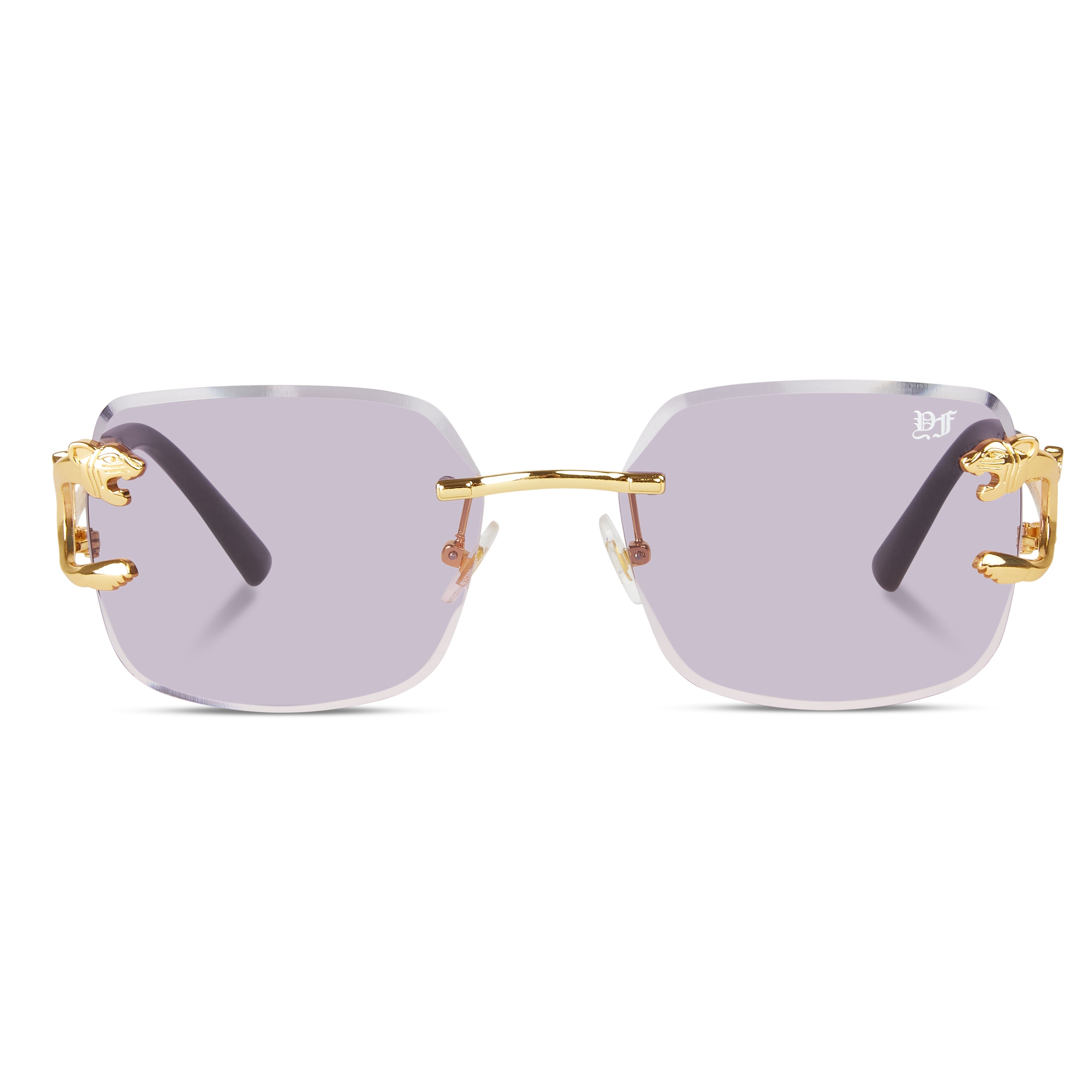 Square Gold frame sunglasses rose lense