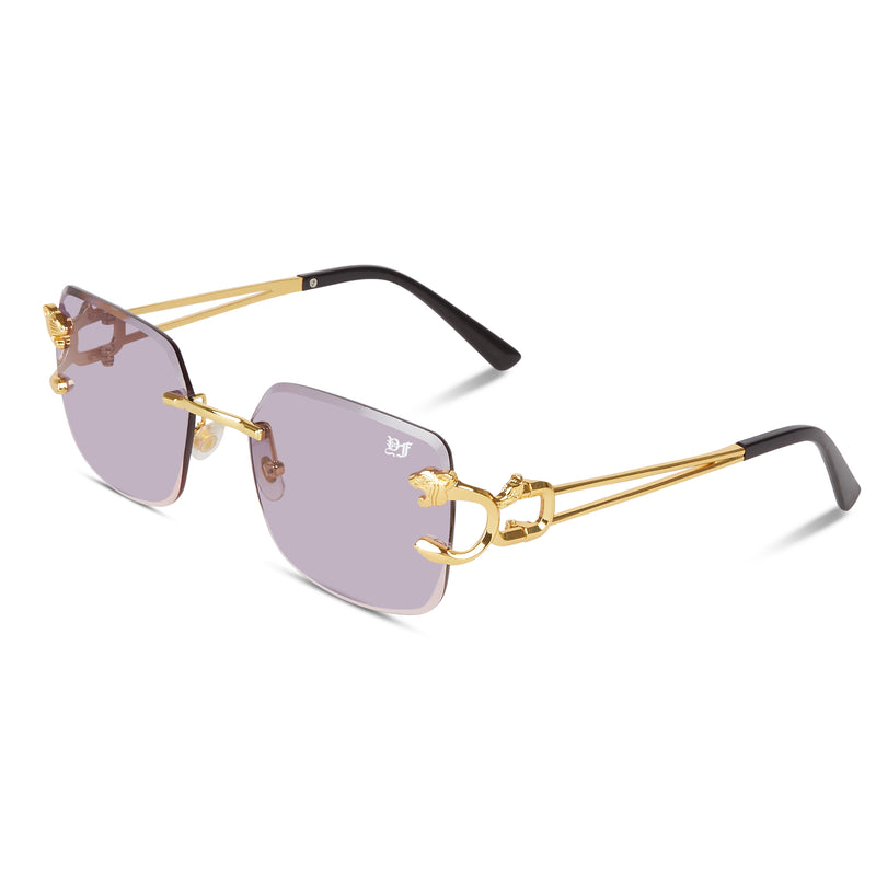 Square Gold frame sunglasses rose lense