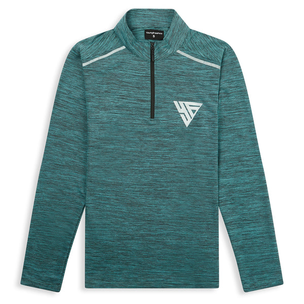 Youngfreshco 1/4 Zip Explorer T-shirt Blue Marl