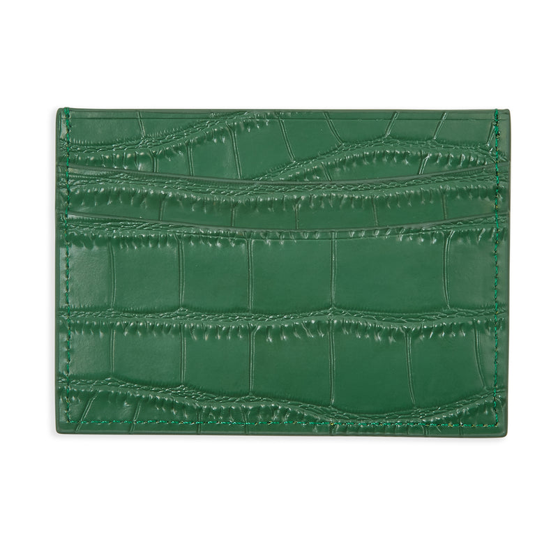 Emerald Green Croc Leather Card Holder