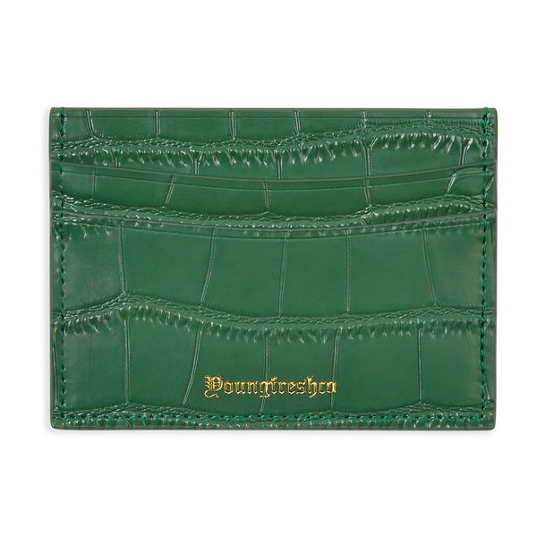 Emerald Green Croc Leather Card Holder