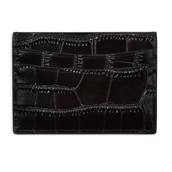 Onyx Black Croc Leather Card Holder