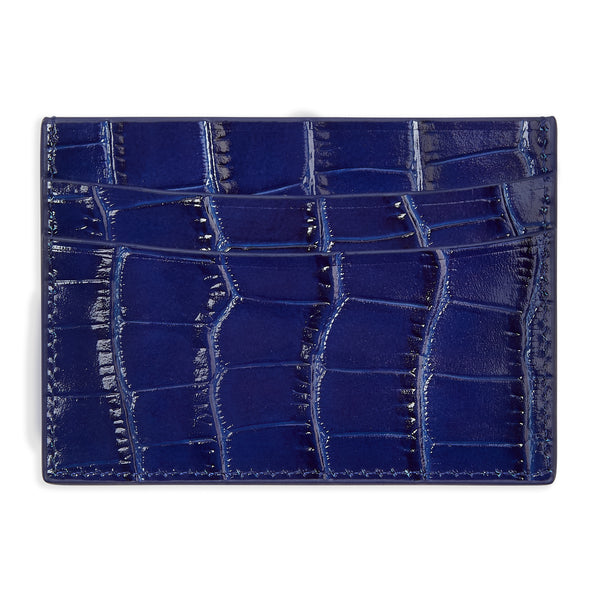 Royal Blue Croc Leather Card Holder