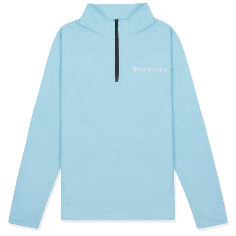 Hybrid 1/4 Zip Funnel Neck - Baby Blue
