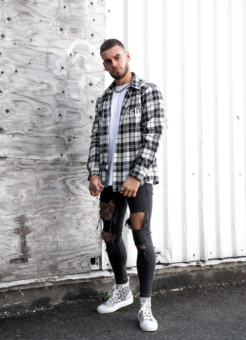 Black / Grey Check Flannel Shirt