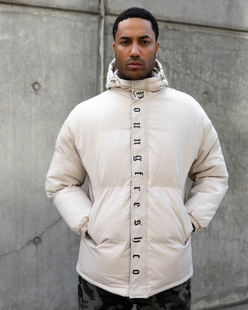 Beige Hooded Puffer Jacket
